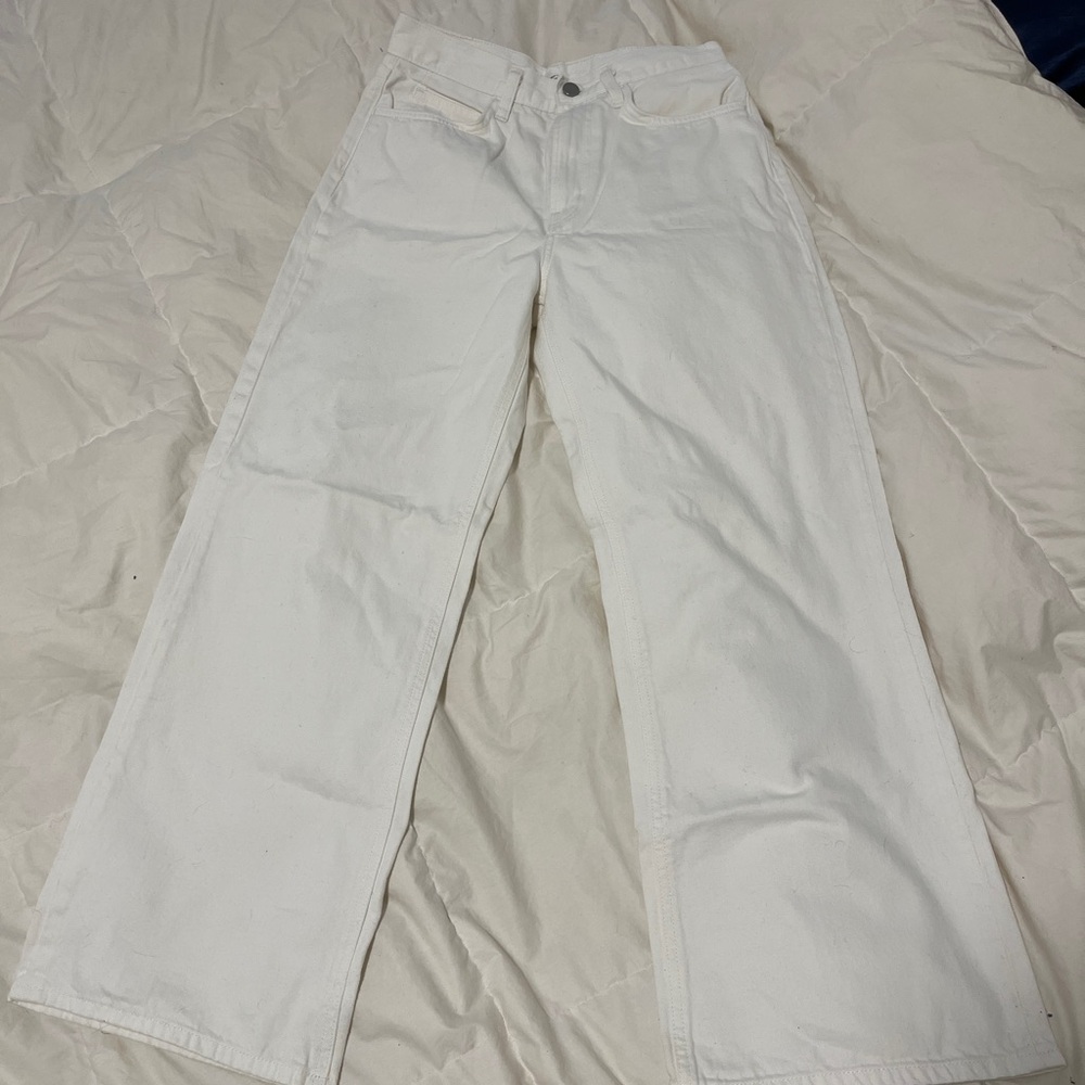 Oak and Fort Women's White Wide-Leg Jeans